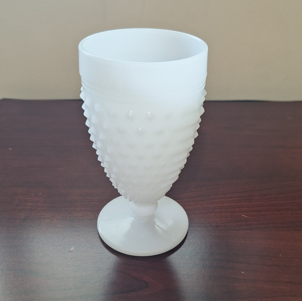 Vintage Hobnail Milk Glass Goblet